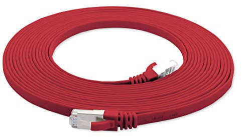 1aTTack.de Cat.7 Cavo di Rete Piatto 10GB/s Slim Flat Cavi RJ45 Patch Cavi di Installazione Nastro - Compatibile CAT5 CAT6 CAT7 Cat 8 Rosso - 1 Pezzo 7,5m
