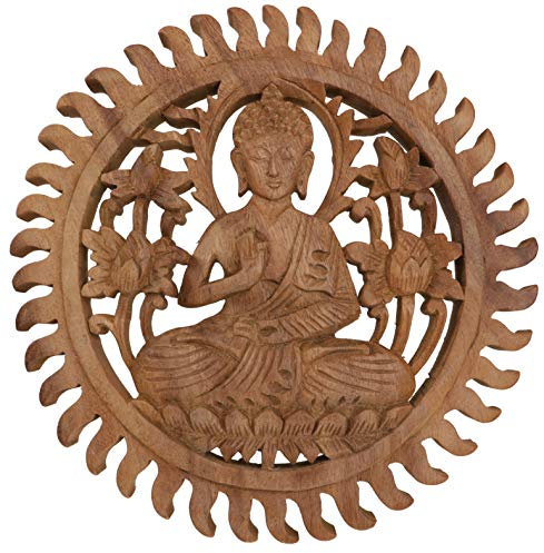 GURU SHOP Geschnitztes Wandbild Deko Wandrelief - Buddha, Braun, 2x25x25 cm, Buddhas