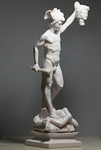 Statue Perseus mit dem Kopf von Gorgon Medusa Alabaster, 34 cm