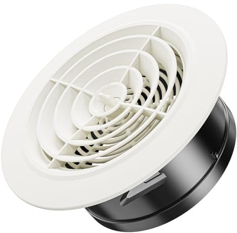 Hon&Guan 150mm / 6 Inch Round Adjustable Air Vent for wall Ceiling Mounted, Indoor Ventilation Grille Vents Cover with Flyscreen Mesh