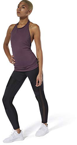 Reebok Damen Lux Workout Tights Knöchel-Leggings, Schwarz mit Netz, X-Large