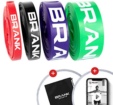 BRANK SPORTS 4X Elastische Bänder für Sport, Krafttraining und Fitness | Widerstandsband für Verbesserung der Beweglichkeit und Unterstützung bei Pull-Ups, Crossfit und freiem Workout