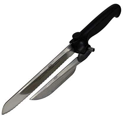 NovaBest Coltello per mancini con lama in acciaio inox e guida distanziatrice