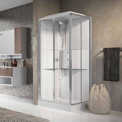 Novellini - Cabine de douche standard sans coiffe 90 x 70 mécanique verre transparent profilé blanc - MEDIA 2.0 A