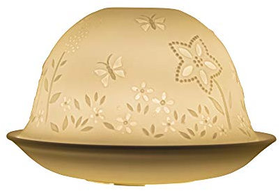 Nordic Light Kerzenschirm, Bienen und Blumen Teelichthalter Kerzenhalter Spitze Geschenk-Idee Kerzenzubehör, Porzellan, Weiß Gemustert, Einheitsgröße