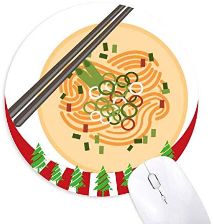 Chinesische Speisenudel Köstliches Essen Muster rund Gummi Maus Pad Weihnachtsdekoration