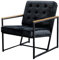KAWOLA - Designer Sessel Arly - Loungesessel Wohnzimmer Samtbezug - Retro Clubsessel mit Metallgestell - Polstersessel Komfort, Schwarz