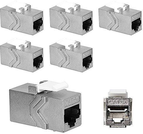 kwmobile 6X Keystone Modul für CAT 6A Kabel - 10 Gbit/s geschirmt Metall Gehäuse Schnappverschluss - Netzwerkkupplung Anschluss - Kabelverlängerung