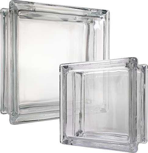 Fuchs Design Deko Glasbaustein mit Öffnung und Münzschlitz Vollsicht 19,8x19,8x8 cm und 14,5x14,5x8 cm - 2 Stück