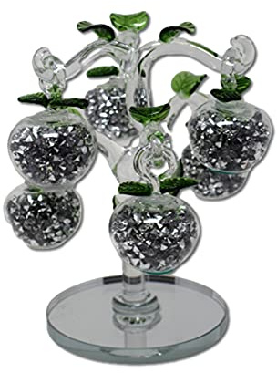 Glass Sparkle Ornament Bling Crushed Diamond Gift |Decorative Crystal Glass Apple Tree for living room home decoration | Crushed Diamond Display | Wedding Anniversary, Birthday Present, Home Decor