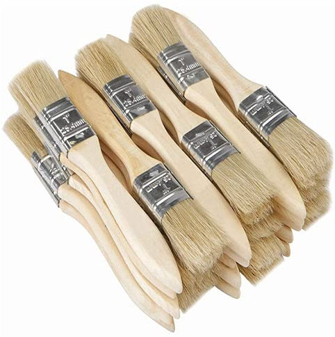 LATRAT Lot de 30 pinceaux plats pour teinture, colles, peintures, vernis, colles et pinceaux plats à lasure