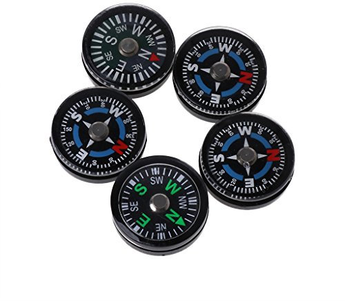 YO-HAPPY 5pcs 18mm tragbare Minikompasse Camping Travel Wanderführer Überlebenskompass