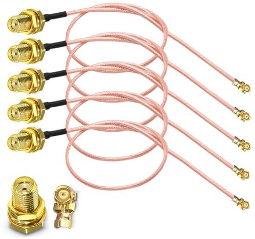 TUOLNK UFL SMA Coax Cable SMA Female to U.FL IPX RF Coaxial RG178 Pigtail Jumper Cable for WiFi Router Antenna Mini PCI to SMA Bulkhead Low Loss Extender Cable 12inch (30cm) 5 Pack