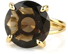 ANEMONE JEWELRY Handwerkliche Smoky Quartz Ringe für Frauen in 14k Gold Gefülltem Doppelband - Ringschmuck für Hochzeiten, Geburtstage, Freizeitkleidung - Handgemachter Schmuck für Frauen