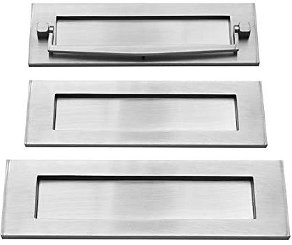 10 or 12 Victorian Solid Brass Traditional Sprung Letter Plate with Door Knocker - Satin Chrome (12 x 4 Letter Plate)