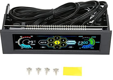 ciciglow Performance LCD Fan Controller Cooling,with PVC Lens Display Module,Features Temperature Monitor, Fan Fail Alarm,Computer Temp Monitor,5 Sets Fan Temperature Controller for PC