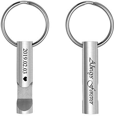 PiercingJak Porte-clés Ouvre-Bouteille Personnalisé Prénom Texte Pendentif Décapsuleur Ouvre Bière Outils Tire-Bouchon Acier Inoxydable Cadeau Anniversaire Fête Homme Papa Père Grand-père-Garvure
