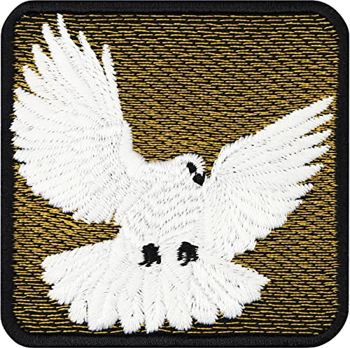 Friedenstaube Aufnäher christliches Motiv Patch zum annähen/aufbügeln | Premium Jesus Bügelbild Applikation Christentum Religion Aufbügler mit weißer Taube | Friedenszeichen | 75x75mm