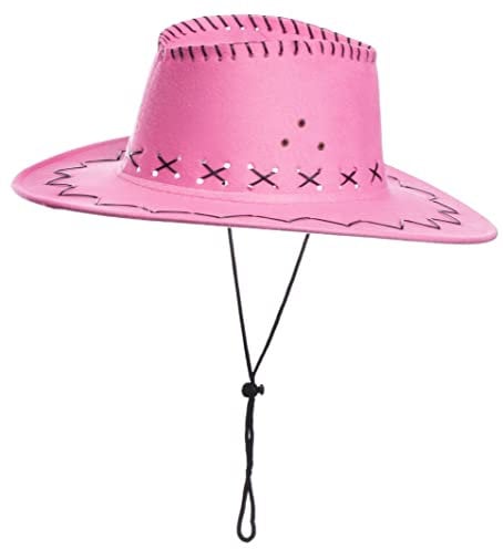Brandsseller Costume da Carnevale, cappello/cappello/carnevale, motivo: cowboy, cappello western da donna/uomo (rosa)