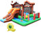 GYMAX Kids Bouncy House, Inflatable Jumping Castle with Climbing Wall & Basketball Hoop, Indoor Outdoor Slide Bouncer for Party, Patch Kit, Carrying Bag (with 480W Blower)