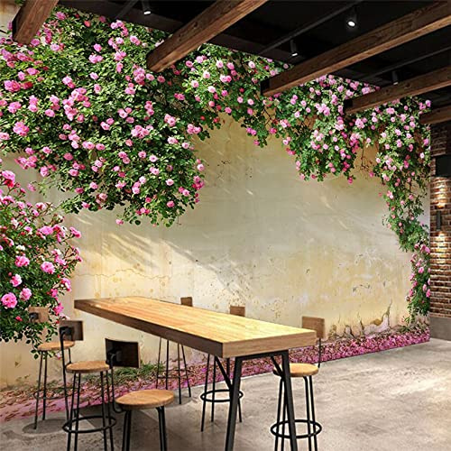 MASTPOINT Wallpaper 3D Mural Rose Rose Broken Wall Living Room Bedroom Decoration Wallpaper TV Sofa Background Wall Sticker Art