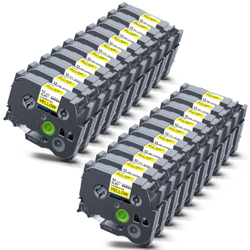 20x STRONIX Kompatibel Brother P-Touch Bänder TZe-631 TZe Schriftband TZ-631 Ub-631 Cassette 12mm Schwarz auf Gelb Etikettenband für Beschriftungsgerät Brother Ptouch PT-H105 H100R H107B Cube Plus