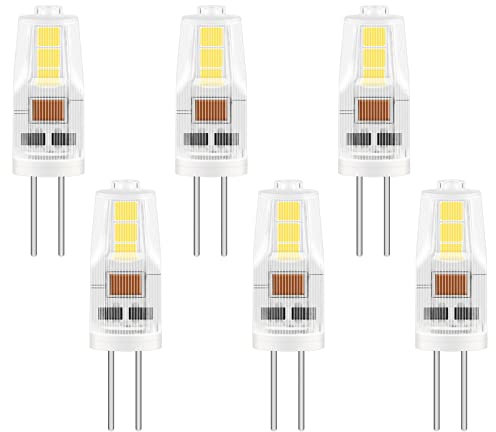 Caldarax 6 Pack Ampoule G4 LED, AC/DC 12V 2W Équivalent 20W Lampes Halogène, Blanc Froid 6000K, 200LM, G4 Ampoule à Économie D'énergie, pour Lustre de Hotte Aspirante, Non Dimmable