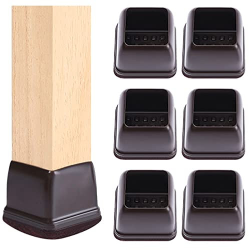 NWRYSM 32 Pièces Embout Chaise Caoutchouc, Protection Pied De Chaise Carré Silicone, Protection Pieds De Meuble Silicone avec Feutre Enveloppé(Size:Trumpet 14-19mm,Color:Noir Marron)
