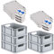 PROREGAL SuperSparSet 5x Eurobox NextGen Economy mit Scharnierdeckel & blauen Verschlüssen | Griffe offen | HxBxT 17x30x40cm | 16 Liter | Eurobehälter Transportbox Transportbehälter Stapelbehälter