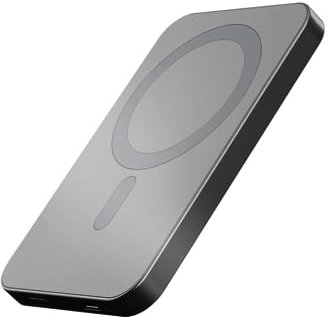 Andi be free MagPowerbank 5000 mAh | Wireless Fast Charging Powerbank für iPhone | Induktive Powerbank mit Schnellladefunktion | magnetisch, kabellos, Space Grau