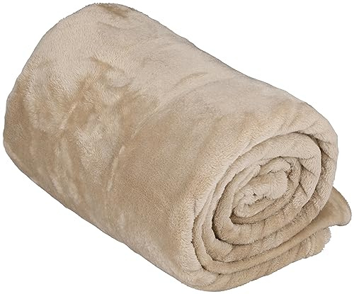 Arti Casa Fleecedecke 150 x 200 cm - Tagesdecke - Kuscheldecke - Sofa Überwurfdecke - 1-Personen Sofadecke - Dekoration Wohnzimmer - Waschmaschinenfest - Beige - Fleece/Polyester