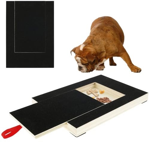 Foribyw Dog Scratch Board for Nails Wooden Dog Nail File Board with Built-in Treat Box Dog Paws Trimming File Pad 34x24cm with 1x Sandpaper for Sensitive Dog Puppy Cat Nail Care