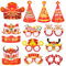 DPKOW Cotillons Nouvel an Chinois 2025, 24pcs Papier Chapeaux de Lunettes de Fête du Nouvel An Chinois Accessoires Cabine Photo Drôle Photo Booth Props