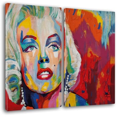 Giallobus - Große Gemälde im XXL-Format - Pop-Art - Marilyn 2 - Leinwand - 204x140cm | 2pcs. x 100x140cm - Moderne Gemälde für zu Hause