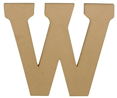 Décopatch AC874Cpack 3x Buchstabe W aus Pappmaché 23,3x2,5x20cm Kraftbraun