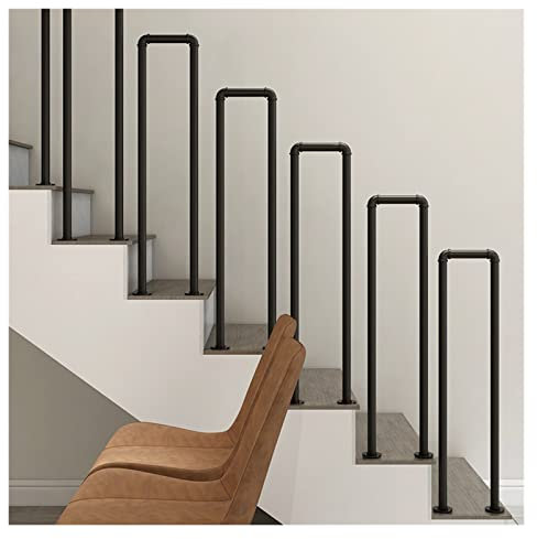 1pc Industrielle Treppendekoration Handlauf - Treppen-Handlaufhalterungen, Stützsatz, 65–100 cm Höhe, moderne Bodentreppe, Geländer, Geländer | Handlauf aus schwarzem und goldenem Metall mit schmiedee