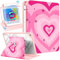 SurgeCraft for iPad Mini 4/5 Case, 360 Degree Rotating Stand with Pencil Holder for Women Cute Girls Folio Cover Hearts Kawaii Pretty for iPad Mini 4th/5th Generation Cases 7.9 Inch
