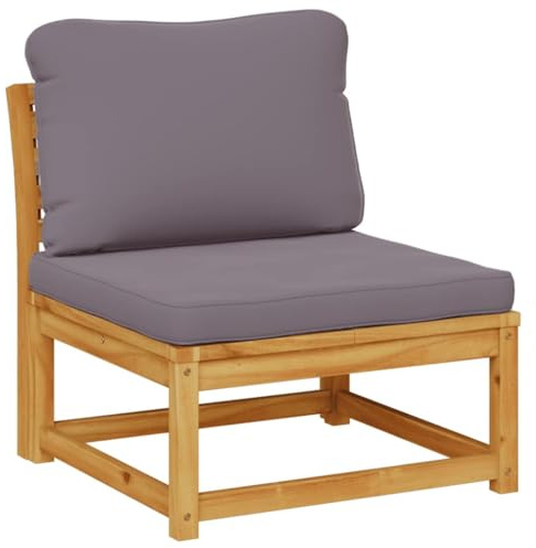 vidaXL Gartensofa mit Kissen, Mittelsofa mit Latten-Design, Modular Loungesofa für Garten Terrasse, Ecksofa Gartenmöbel, Massivholz Akazie