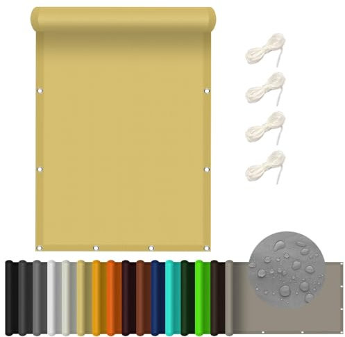 Sonnensegel Wasserdicht Sonnenschutz 3.6 x 10 m Wasserdicht Sonnenschutz Sonnensegel Viereckig Wetterfest mit Ösen Und Kordel für Garten, Balkon Terrasse, Sandgelb