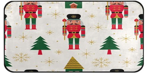 Ksajwzf Kitchen Floor Mat Christmas Nutcracker Non Slip Absorbent Runner Rugs Doormat Christmas Tree for Entryway Entrance Bathroom Garage Home Decor 39x20