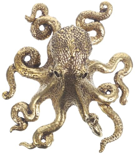 TOPBATHY Messing Oktopus Figur 5.7 Zoll Mini Skulptur Krake Deko Maritime Wohnaccessoires Für Schreibtisch Und Regal Geschenkidee