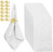 Umllpet Stoffservietten, Leinenservietten, Baumwoll Servietten und Serviettenringe Set, Serviette für den täglichen Gebrauch/Küche/Zuhause/Party/Weihnachten/Hochzeiten (Weiß-24 Stück(12 Set))