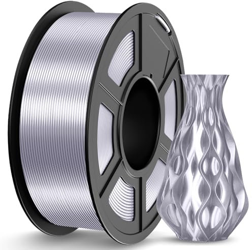 JAYO Silk PLA Filament 1.75mm Silver 1.1KG, Shiny PLA Silk 3D Printer Filament, Dimensional Accuracy +/- 0.02 mm, 1.1 KG Spool