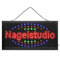 Weya LED-Schild Nagelstudio 48x25 cm I Leuchtschild Nagelstudio Kosmetik Nails I Fingernagelpflege und Pediküre I Modernes Leuchtschild mit LED-Technik in Signalfarben Rot, Blau, Grün für Innenbereich