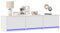 Homgoday Meuble TV avec LED Blanc 165x34x40 cm Bois d'ingénierie Banc TV, Support de Télévision avec 3 Tiroirs, Armoire TV pour Salon, Chambre