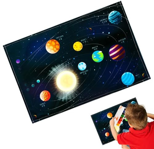 Kinder-Schreibtischunterlage – 40 x 60 cm, niedliche Tischdecke mit Weltraum-Dinosaurier-Weltkarten-Muster, Schüler-Schul-Organizer, Schreibtischdekoration, Tischschutz, wasserdichte Mauspads für