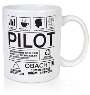 Achtung Probleme Pilot | Flugzeug | Piloten - Tasse Weiss - Kaffeetasse/Geschenk/Familie