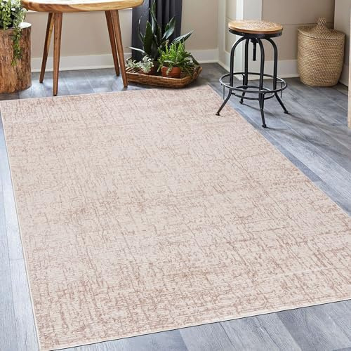 Mazovia Teppich Beige Modern Abstrakt - Teppich für Wohnzimmer, Schlafzimmer - Kurzflor Rechteckig - Weich Teppiche - Beige Creme - 140 x 200 cm