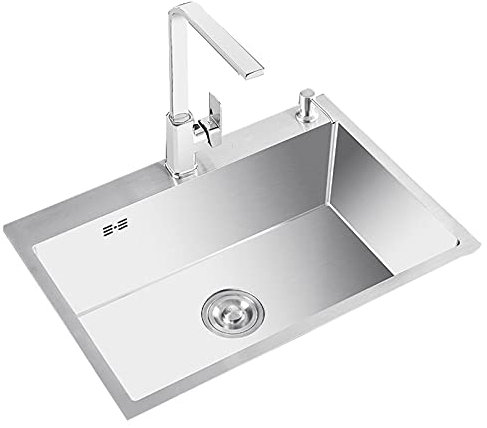 GKJHTED Fregadero de Cocina Rectangular de Acero Inoxidable de un Solo tazón con Dispositivo de escurridor para área de Oficina Interior - Extremadamente