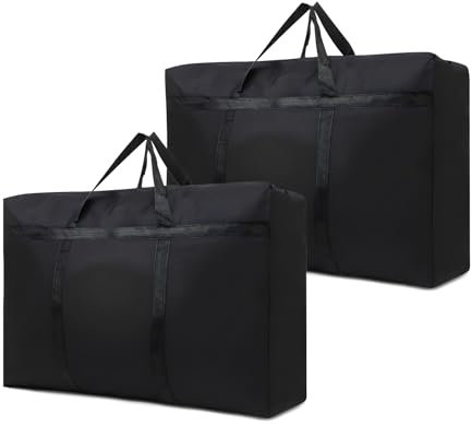 LURVOUS 2 bolsas de almacenamiento grandes de 100 L con cremalleras, bolsas de mudanza, bolsas de embalaje, bolsa de almacenamiento de ropa, almacenamiento debajo de la cama, bolsas de almacenamiento